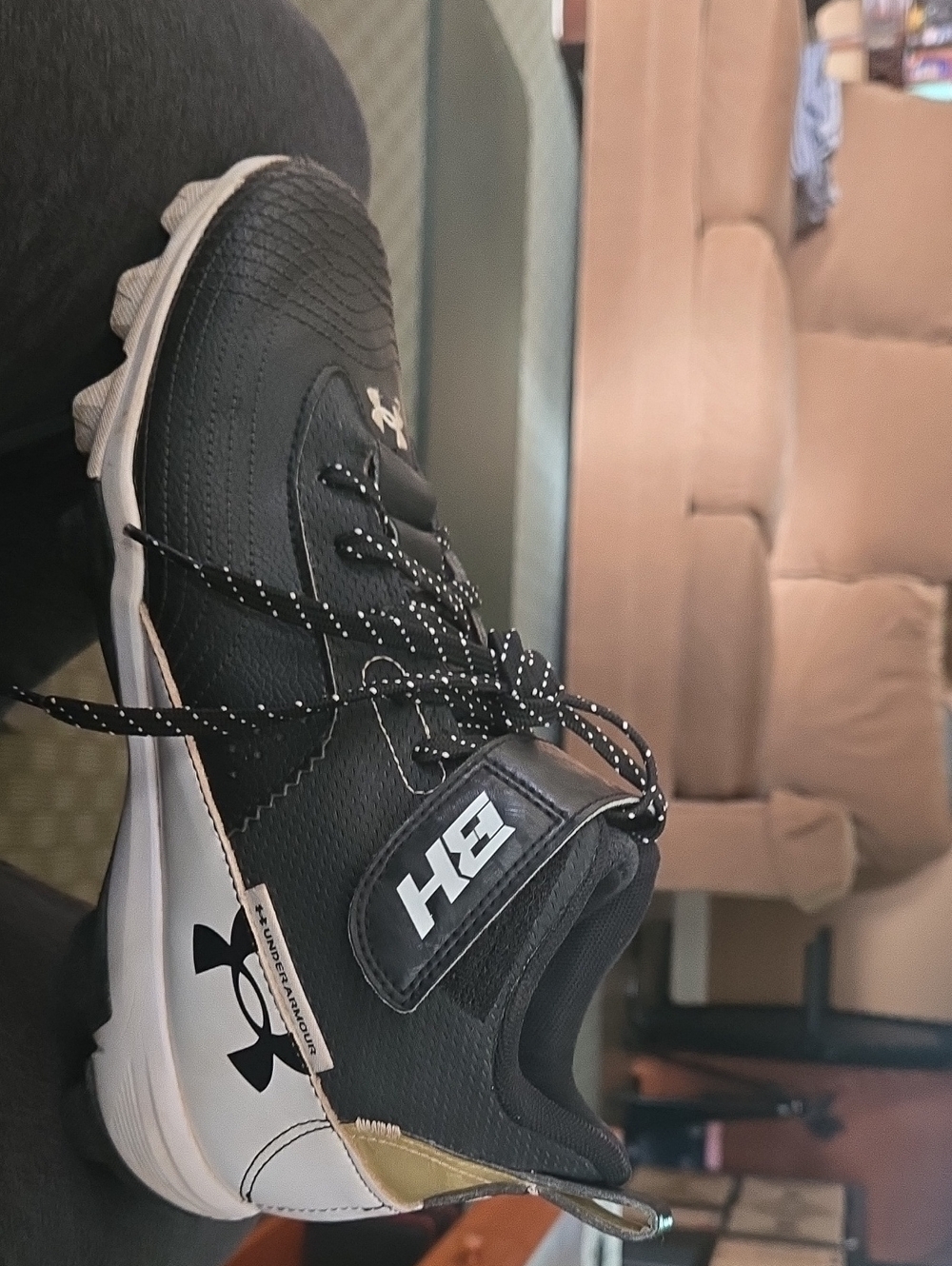 Under Armour Black Cleats with White & Gold Details